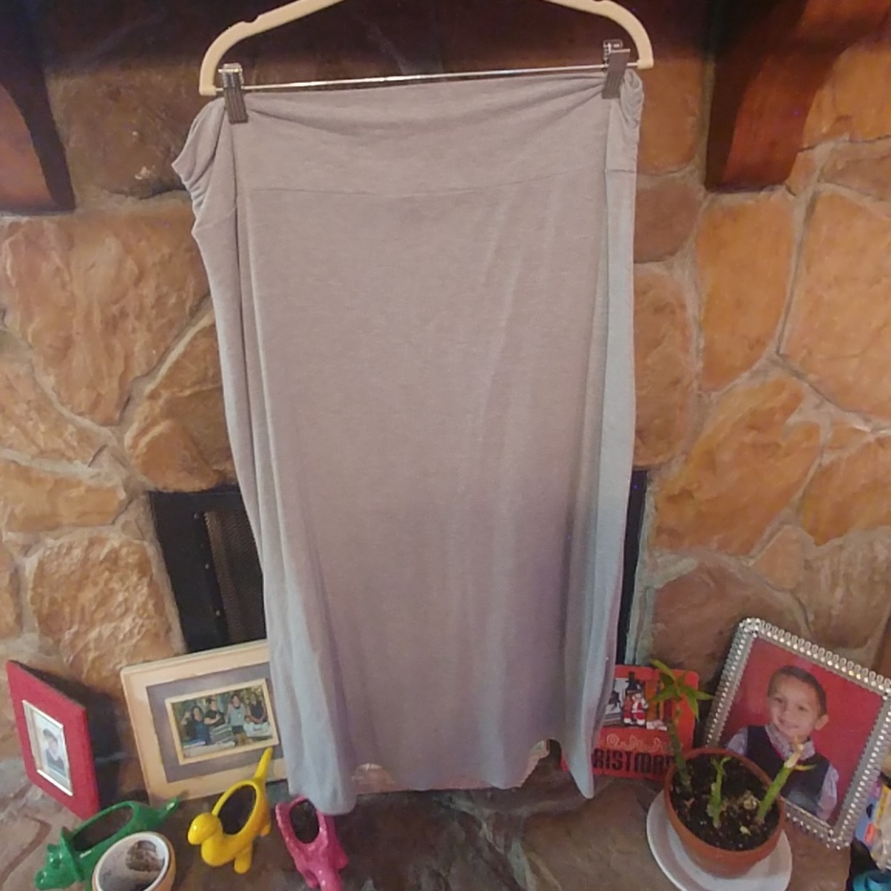 Long gray skirt with fold down waist